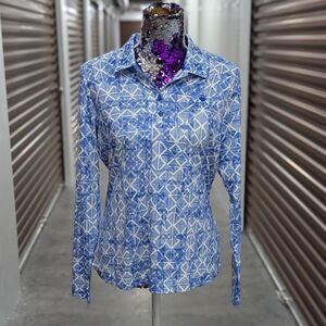 Adidas Golf Blue White Athletic Athleisure Zip Front Jacket NWT Grand Vista - M